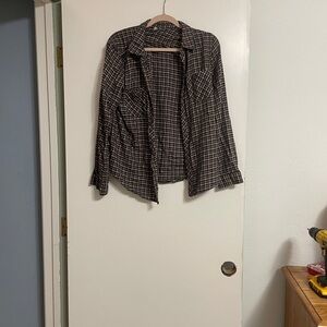 Maurices Black and White Plaid Button Down Shirt